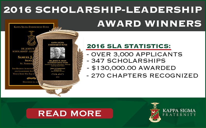 Kappa Sigma Endowment Fund – Announces 2016 Scholarship-Leadership Award Winners